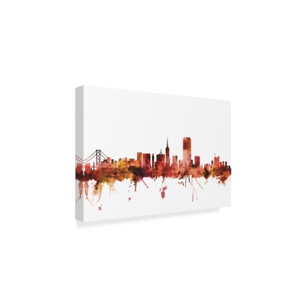 Michael Tompsett 'San Francisco California Skyline Red' Canvas Art,16x24